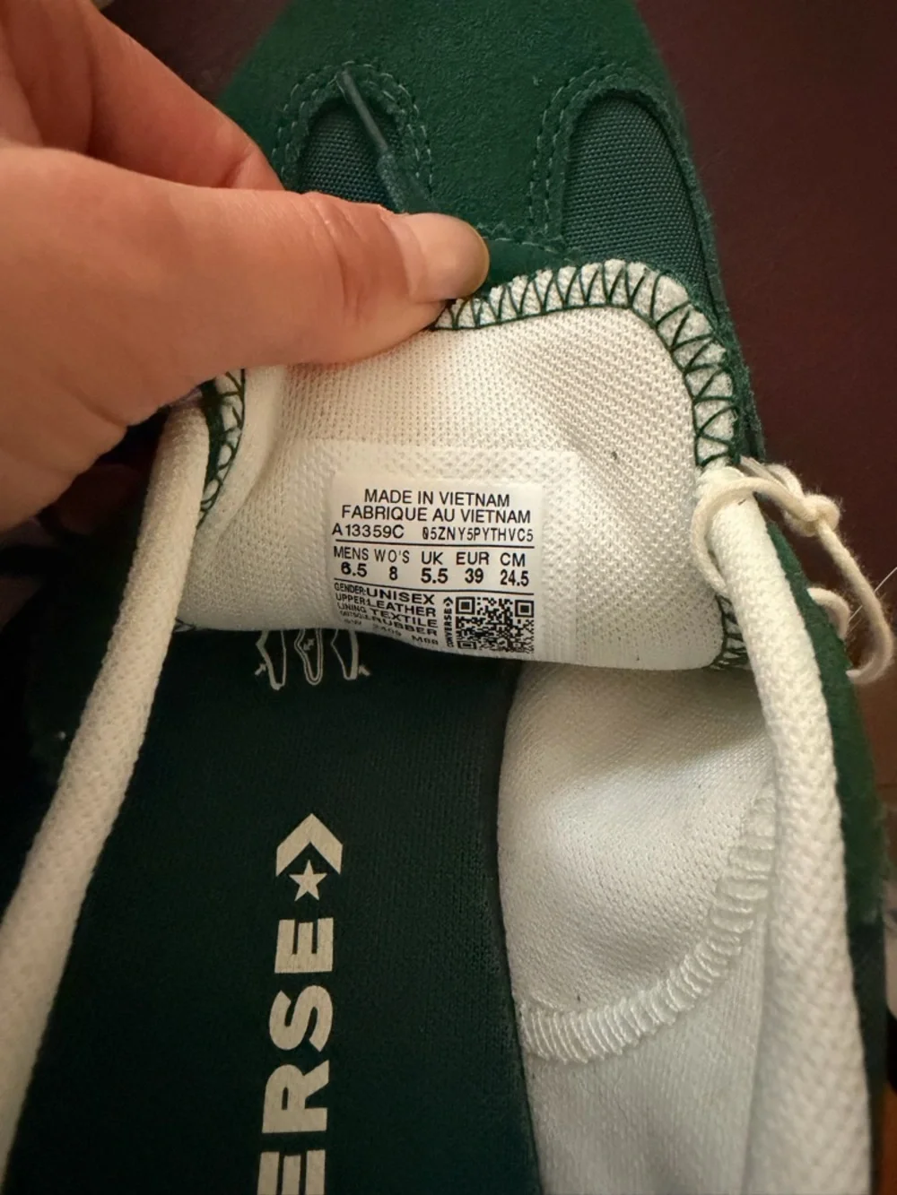 Converse Dark Green Suede Low-Top Sneakers with White Trim unisex men 6.5 women8 - Picture 7 of 7